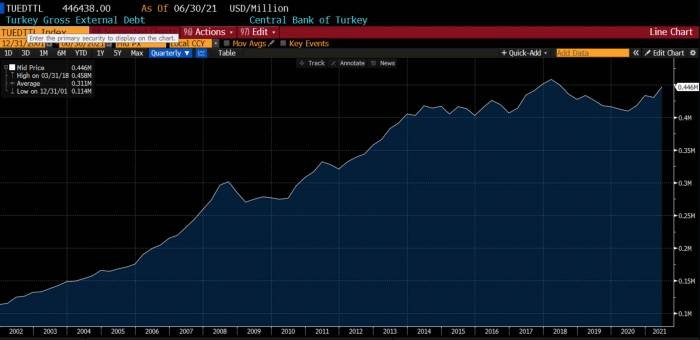 Toplam Dış Borç 2002 - 2021 (Kaynak: Bloomberg)